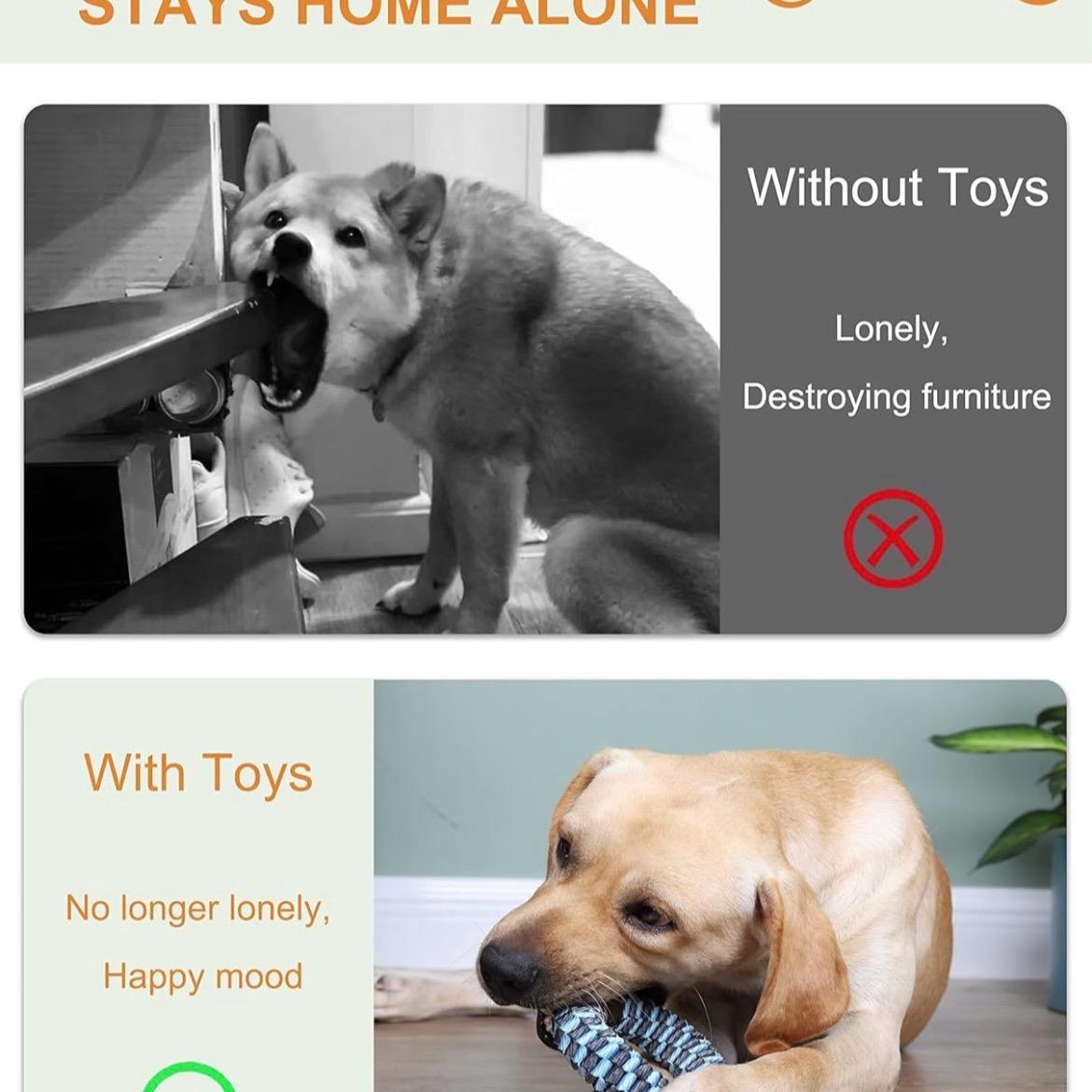 CaBYbigG Rope Dog Toys,No Stuffing Dog Toys,Dog Dental Teeth Cleaning Toys,Dog Chew Toys,Ring Dog Toys for Medium Large/Small Dogs 2 counts