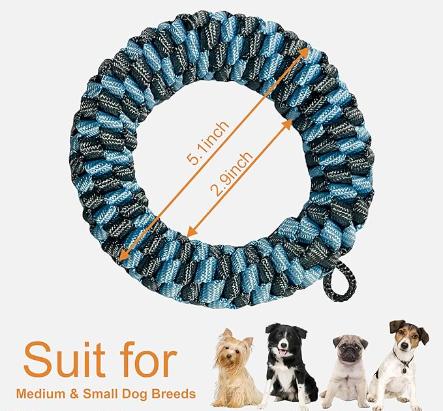 CaBYbigG Rope Dog Toys,No Stuffing Dog Toys,Dog Dental Teeth Cleaning Toys,Dog Chew Toys,Ring Dog Toys for Medium Large/Small Dogs 2 counts