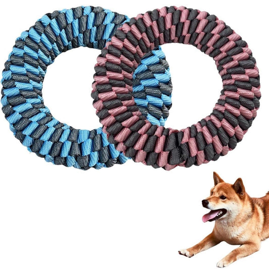 CaBYbigG Rope Dog Toys,No Stuffing Dog Toys,Dog Dental Teeth Cleaning Toys,Dog Chew Toys,Ring Dog Toys for Medium Large/Small Dogs 2 counts