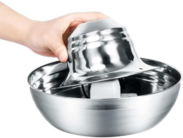 Cat Water Fountain - Dog Water Bowl Dispenser, Stainless Steel, Automatic Pet Water Fountain 2L / 67OZ Capacity Hygienic Water Filtration