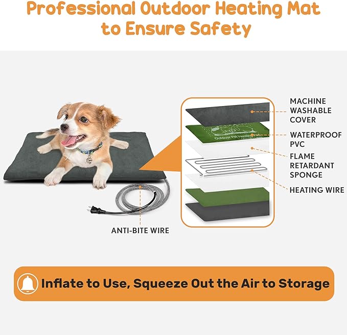 Heated Cat House, PETNF Waterproof Cat House for Indoor Outdoor Cats in Winter, Heated Cat Bed for Outside Feral Cats with Heated Pad, Weatherproof Insulated Kitty House Outdoor Shelter